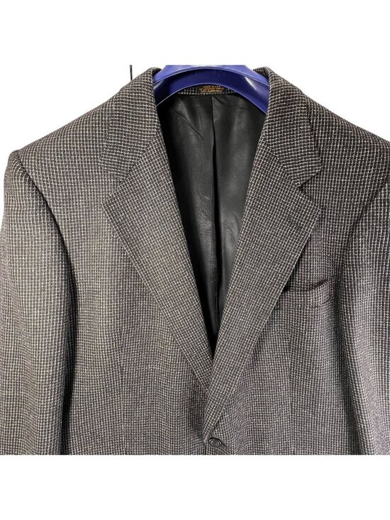 Lana Moda Other - Lana Moda Mens Italian Wool Silk Blazer Jacket Houndstooth 44R Black Gray Coat